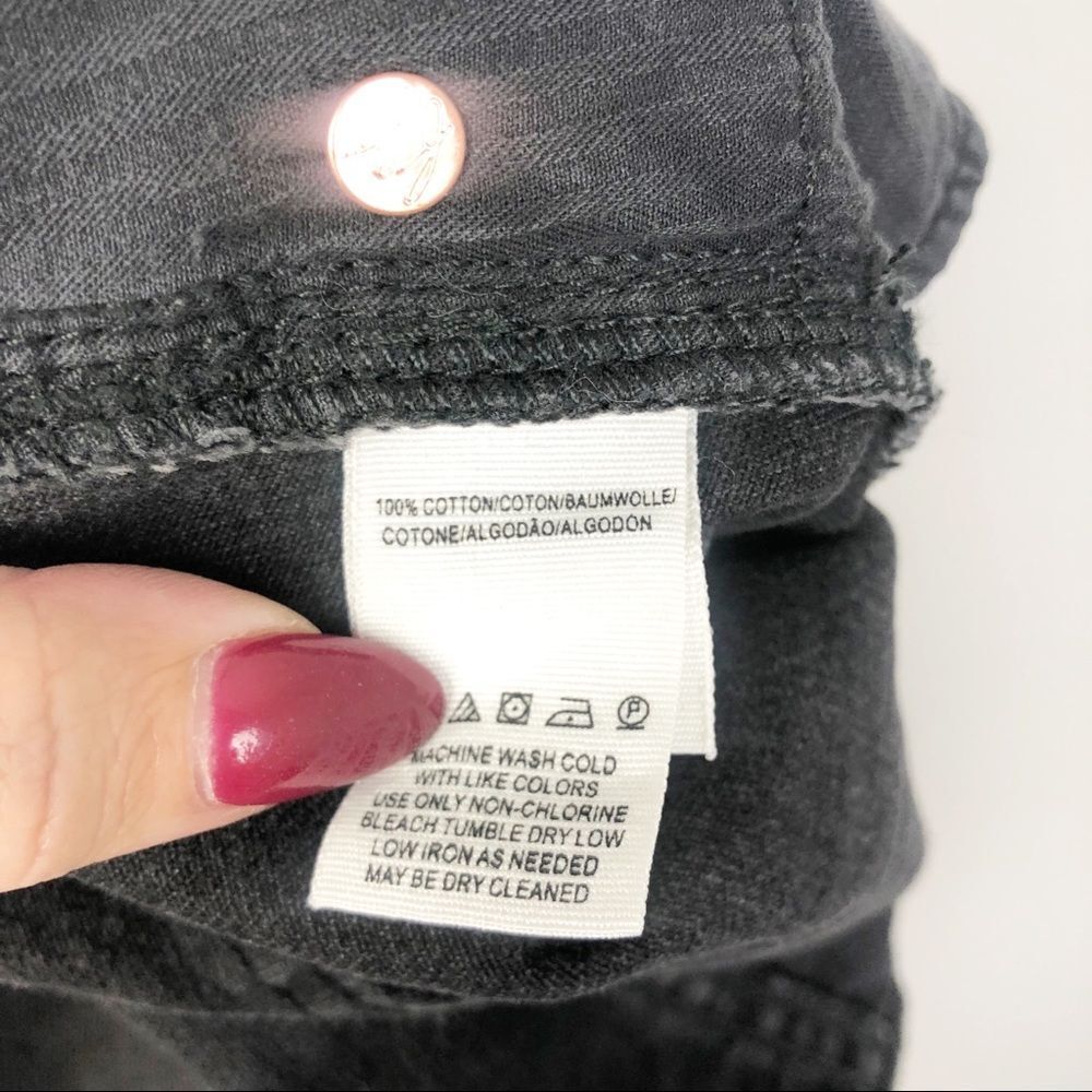 FREE PEOPLE | WE THE FREE Zip Front Denim Jean Mini Skirt Black Gray Women’s 28 - Picture 9 of 10